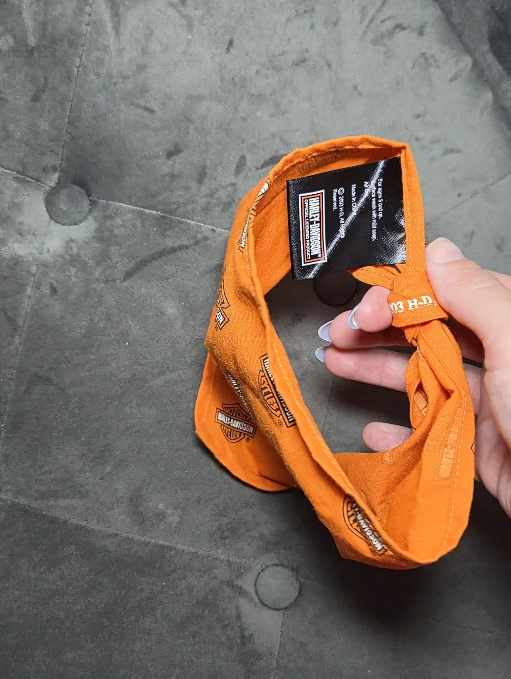 Harley-Davidson Orange Logo Bandana Scarf Dog Baby Doll Tiny Size